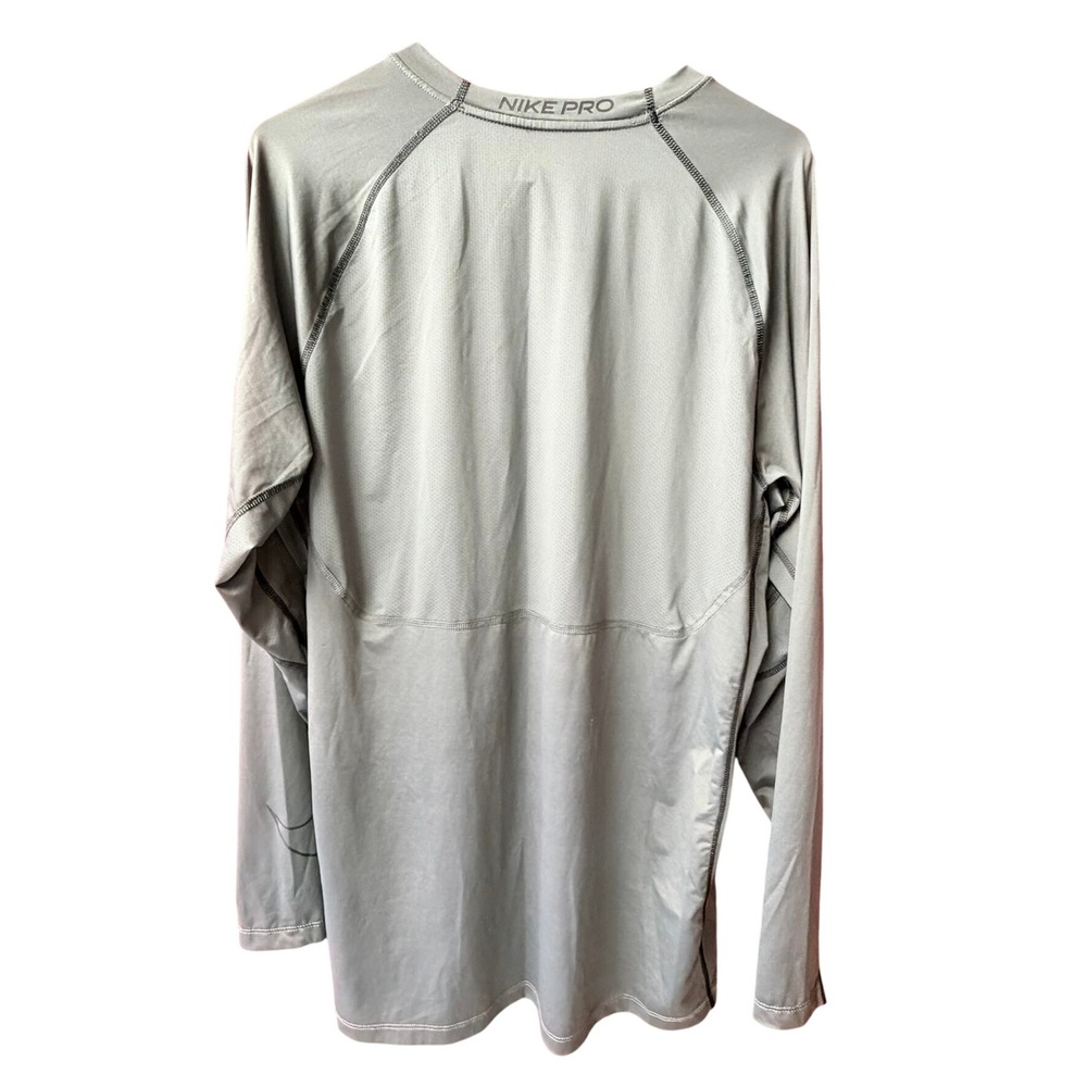 Nike Pro Dri-FIT Shirt Mens XL Gray Long Sleeve Slim Fit Training Top - Picture 2 of 7